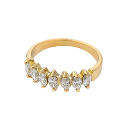Bague Alliance en or jaune et diamants marquises