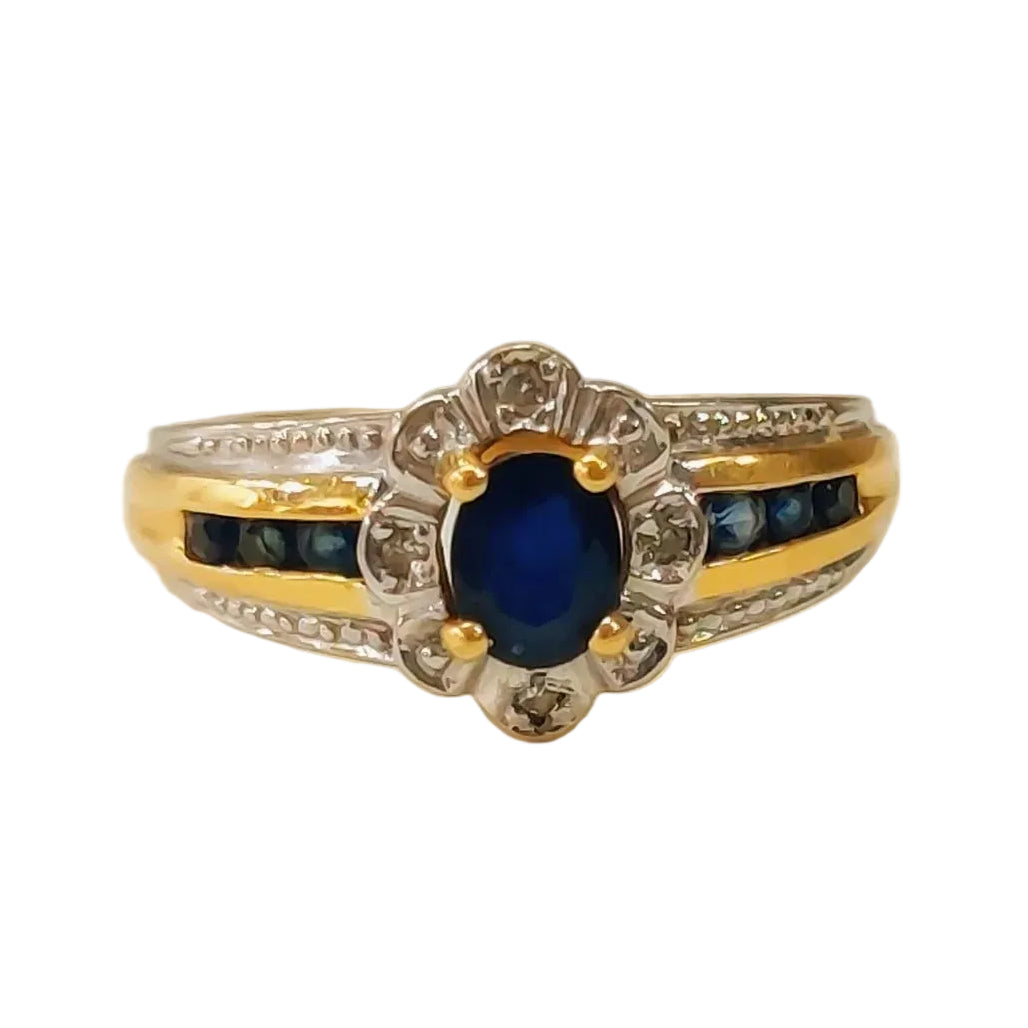bague Jonc en or blanc, or jaune, saphir et diamants