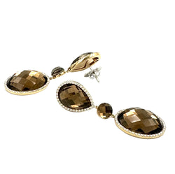 Boucles d'oreilles Pendantes ROBERTO COIN en or jaune, quartz et diamants