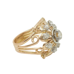 Bague Tank en or jaune, platine et diamants