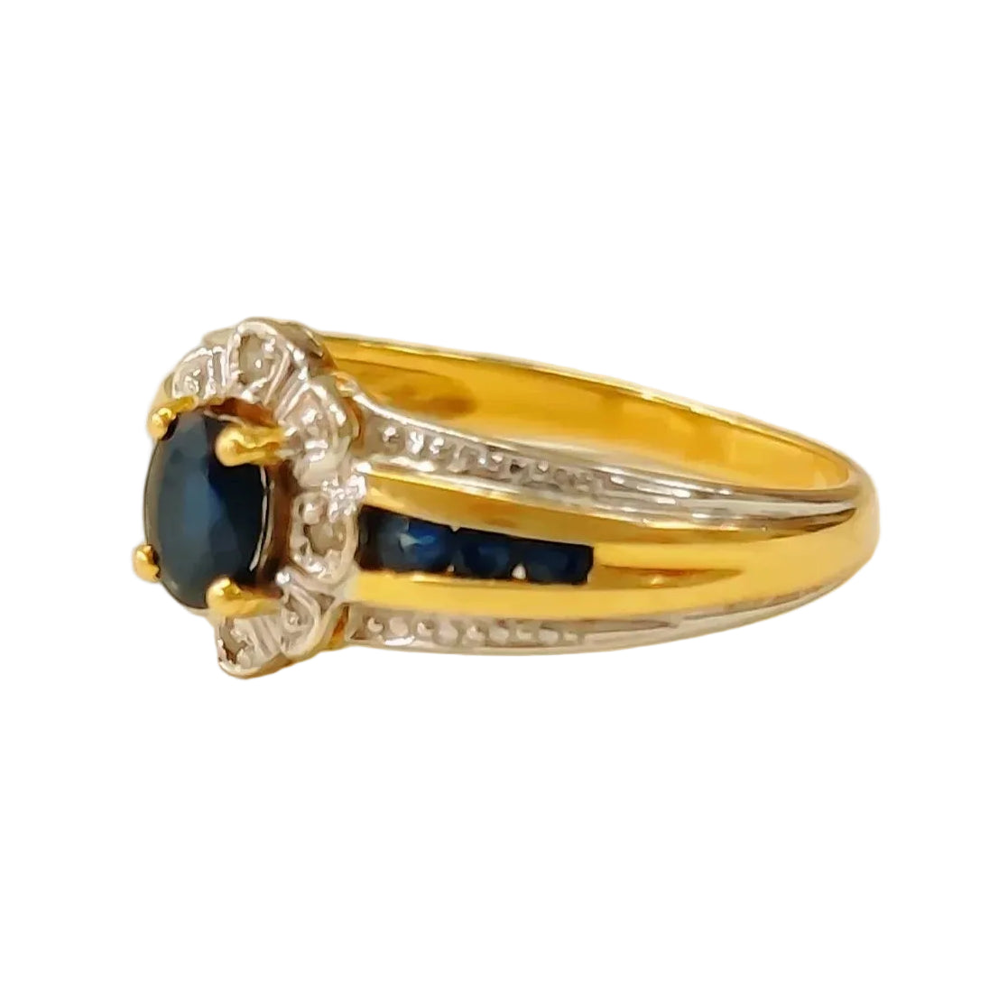 bague Jonc en or blanc, or jaune, saphir et diamants