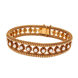 Bracelet Souple en or jaune et perles