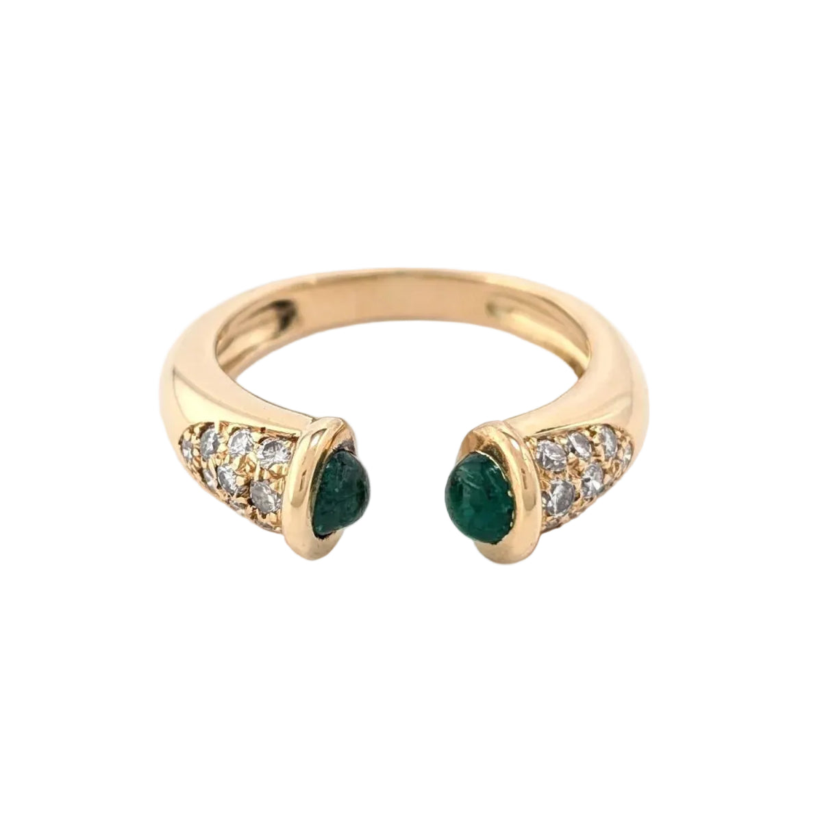 Bague Jonc en or jaune, émeraudes et diamants