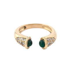 Bague Jonc en or jaune, émeraudes et diamants