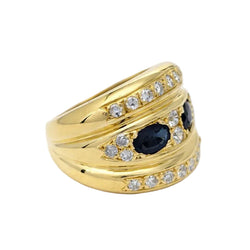 Bague Bandeau en or jaune, saphirs et diamants
