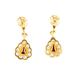 Boucles d'oreilles Pendantes en or jaune, rubis et diamants