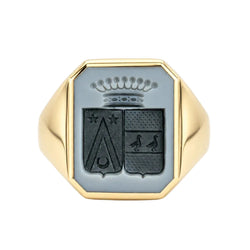Bague Chevalière en or jaune et agate