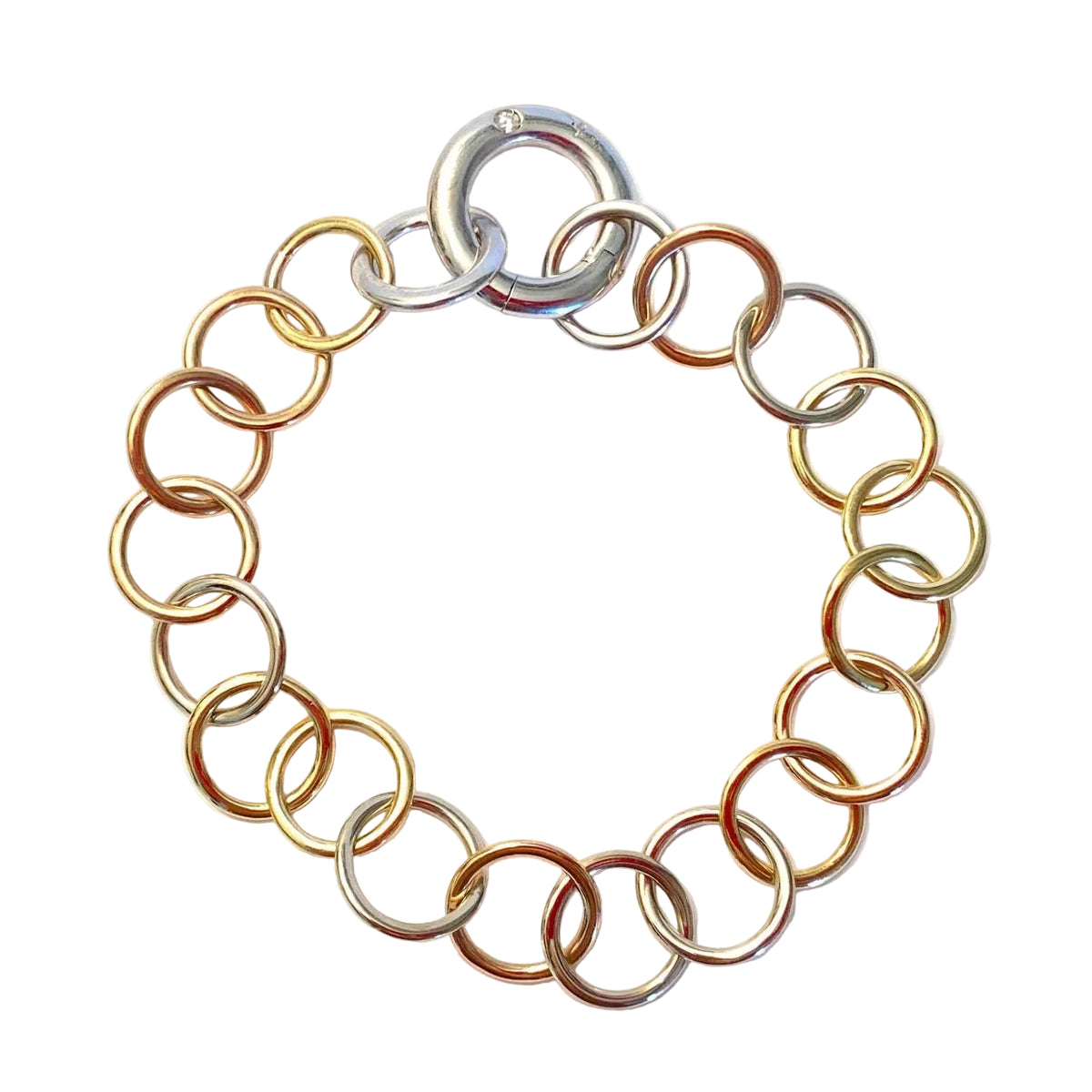 Bracelet Maille POMELLATO "Lucciole" en or blanc, or jaune, or rose et diamant