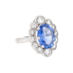 Bague Pompadour en or blanc, saphir et diamants