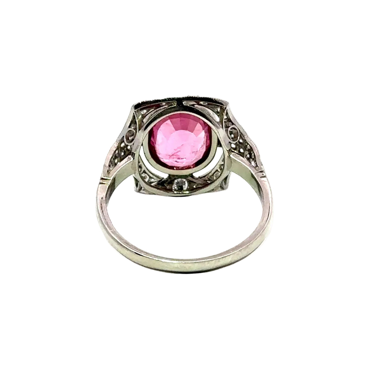 Bague Entourage en platine, tourmaline et diamants