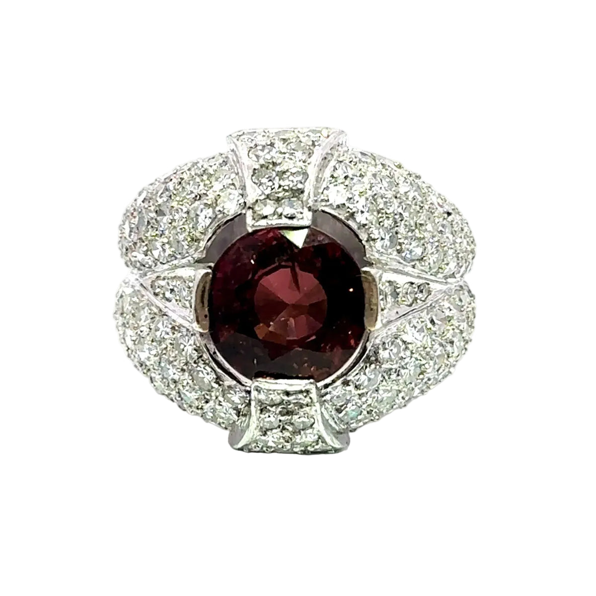 Bague Cocktail en or blanc, tourmaline et diamants