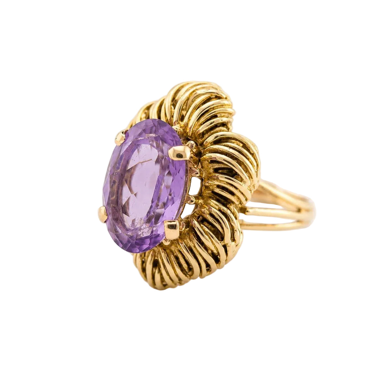 Bague Cocktail en or jaune et améthyste
