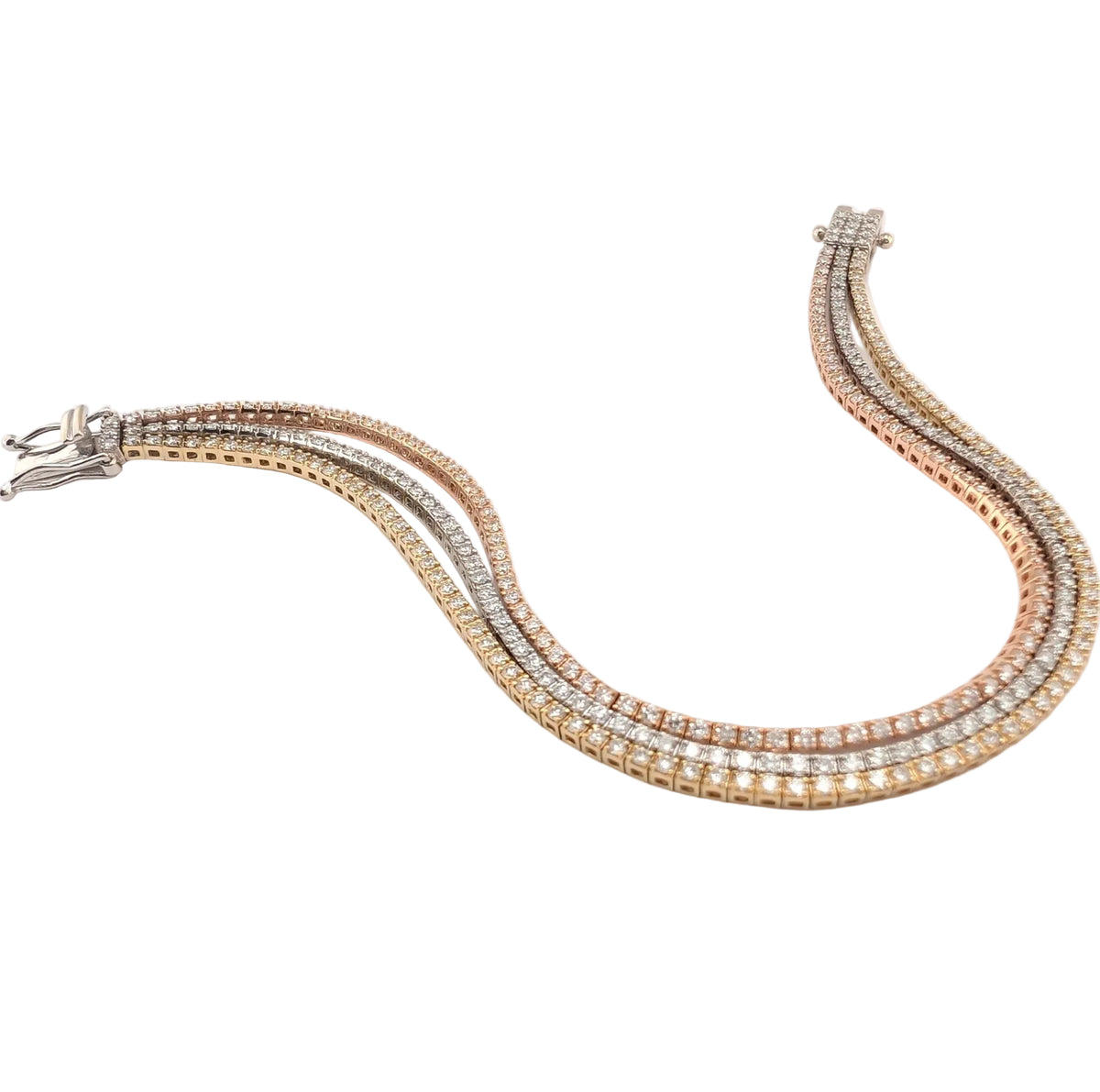 Bracelet Ligne en or blanc, or jaune, or rose et diamants