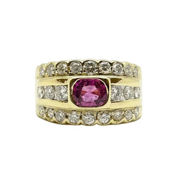 Bague Bandeau en or jaune, rubis et diamants