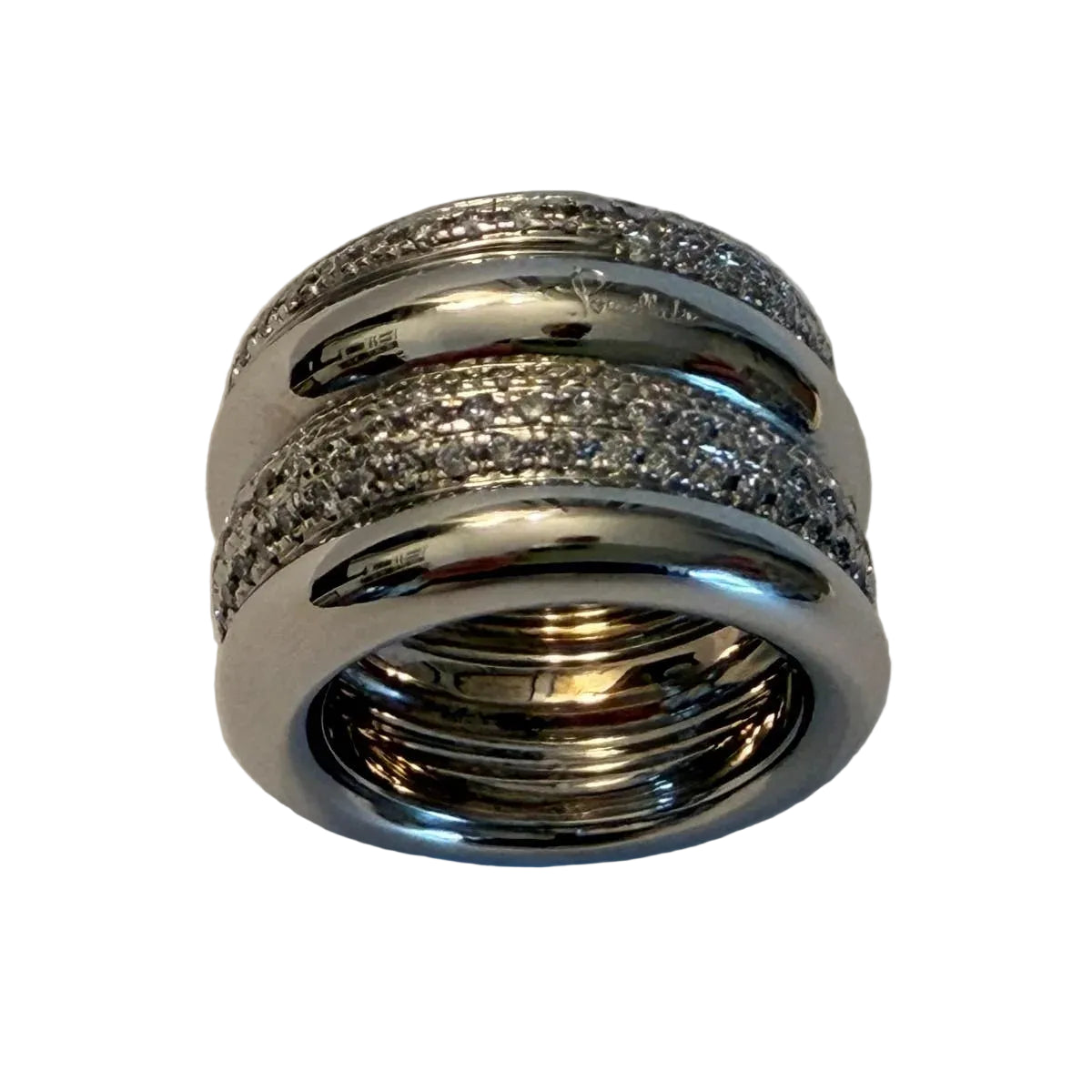 Bague Bandeau POMELLATO "Tubolare" en or blanc et diamants