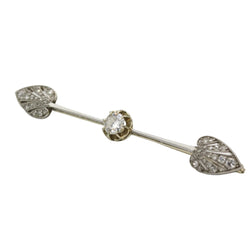 Broche Barrette en or jaune, platine et diamants