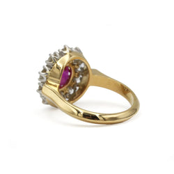 Bague Marguerite en or jaune, platine, rubis et diamants
