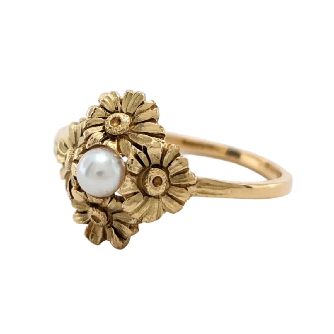 Bague en or jaune et perle