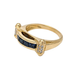Bague Jonc en or jaune, saphirs et diamants