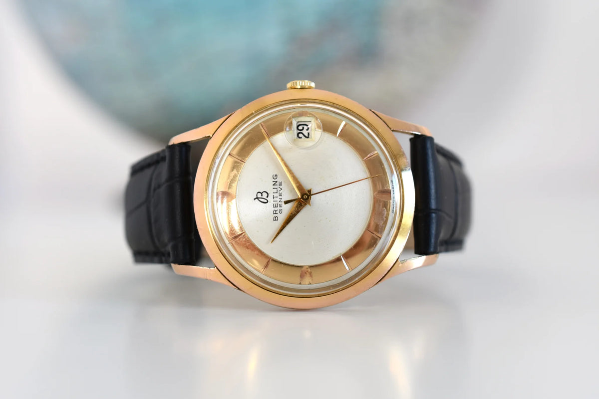 Montre BREITLING Réf. 4002, en plaqué or et acier - Cadran bicolore, Venus 227, Vers 1956.