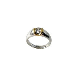 Bague Solitaire en or blanc, or jaune et diamant