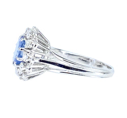 Bague Marguerite en or blanc, saphir et diamants