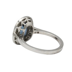 Bague Entourage en platine, saphir et diamants