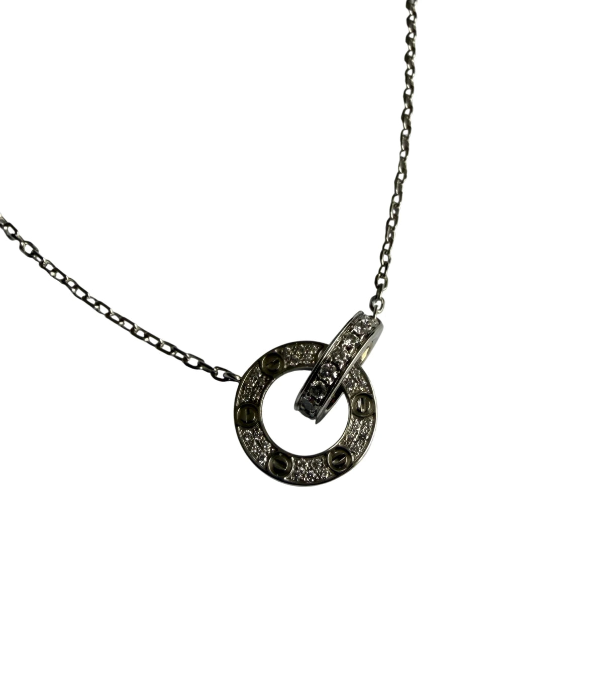 Collier Pendentif CARTIER "Love" en or blanc et diamants