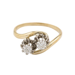 Bague Toi & Moi en or blanc, or jaune et diamants