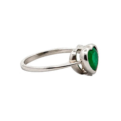 Bague Solitaire en or blanc et émeraude