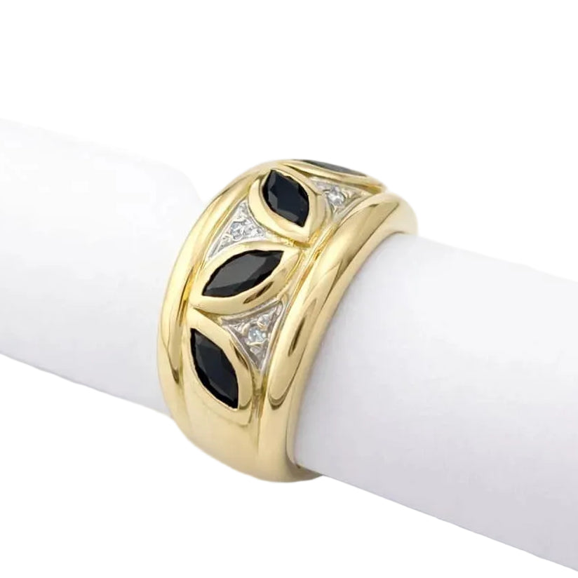Bague Bandeau en or blanc, or jaune, saphirs et diamants