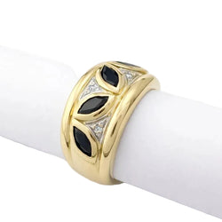 Bague Bandeau en or blanc, or jaune, saphirs et diamants