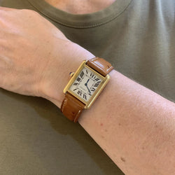 Montre CARTIER "Tank Solo" en or jaune, acier et cuir