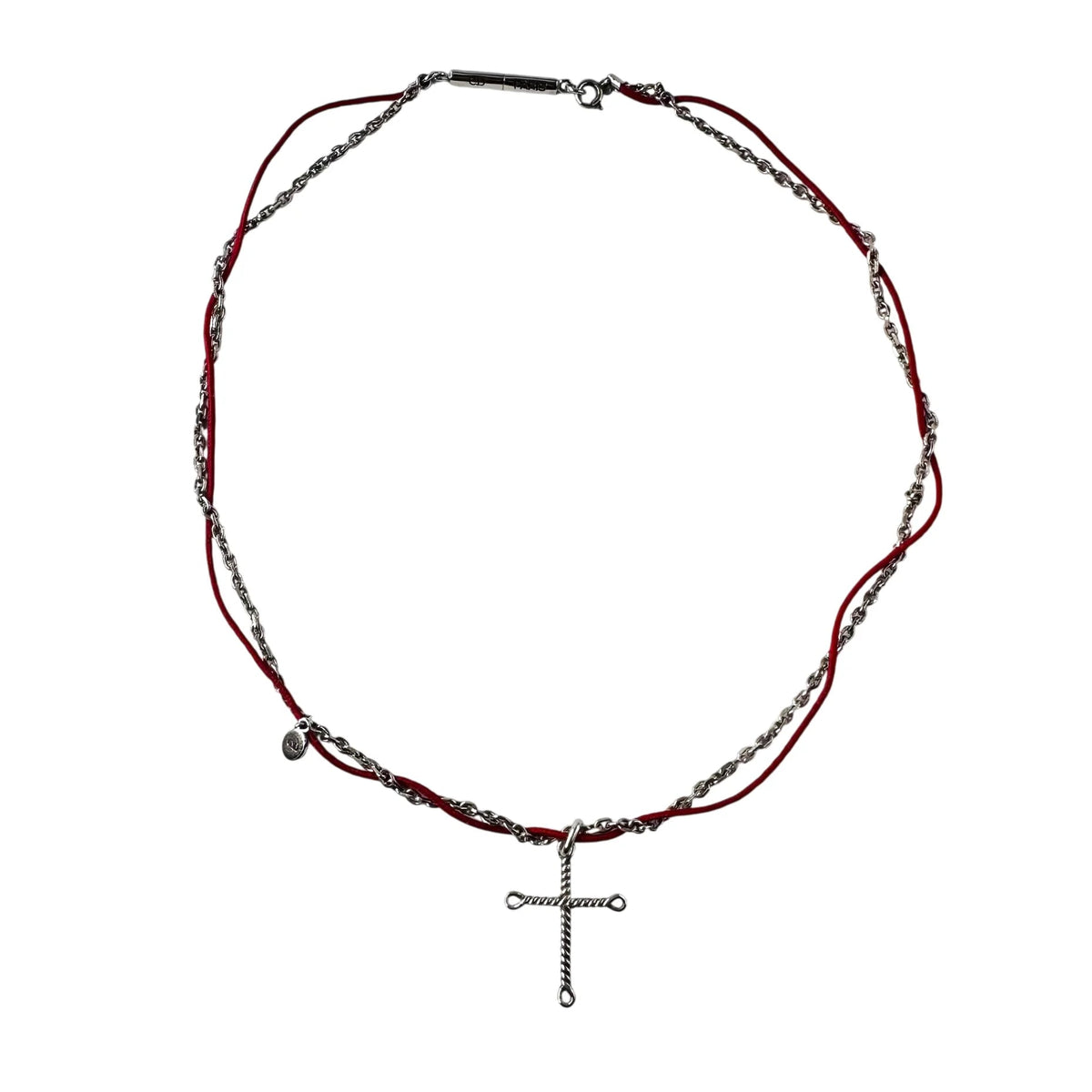 Collier Pendentif DIOR Croix en argent et cordon
