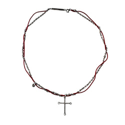 Collier Pendentif DIOR Croix en argent et cordon