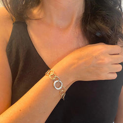 Bracelet Maille POMELLATO "Lucciole" en or blanc, or jaune, or rose et diamant