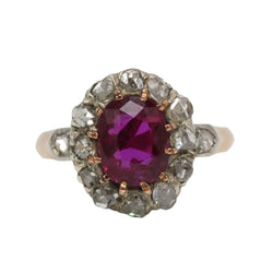 Bague Marguerite en or jaune, platine, rubis et diamants