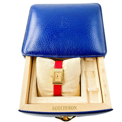 Montre BOUCHERON Reflet en or jaune, cuir et diamants