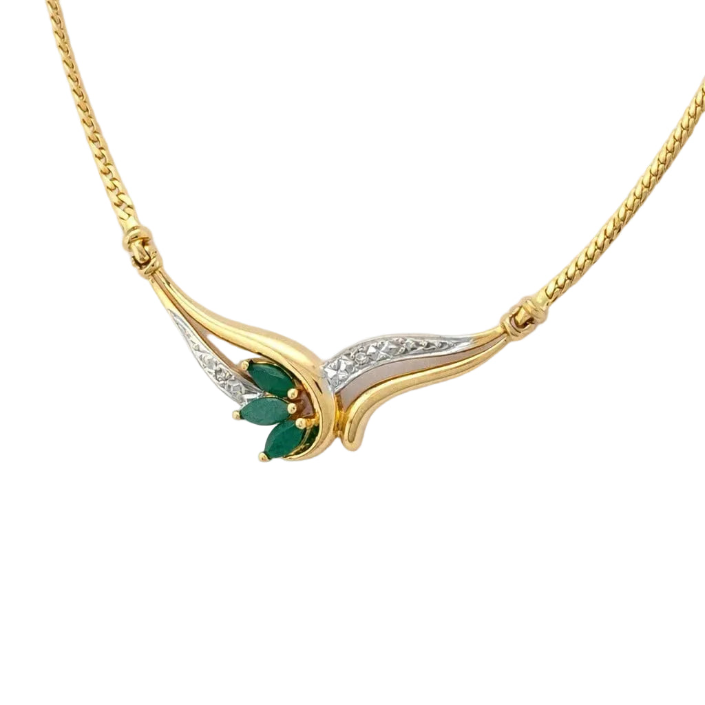 Collier Pendentif en or blanc, or jaune, émeraudes et diamants