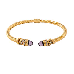 Bracelet Jonc en or jaune, améthystes et diamants
