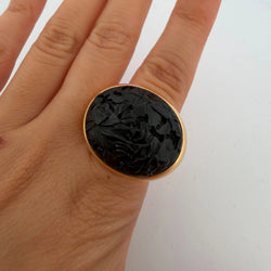 Bague Cocktail POMELLATO Victoria Jet en or jaune, jaiset diamant