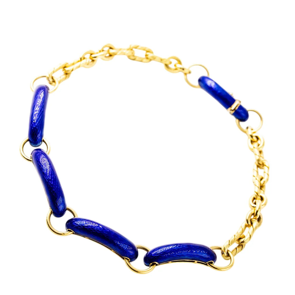 Collier Ras de cou UNOAERRE en or jaune et émail