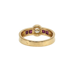 Bague en or jaune, rubis et diamant