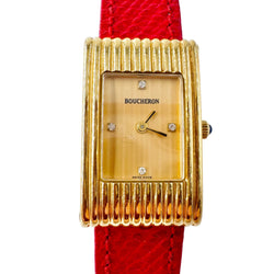Montre BOUCHERON Reflet en or jaune, cuir et diamants