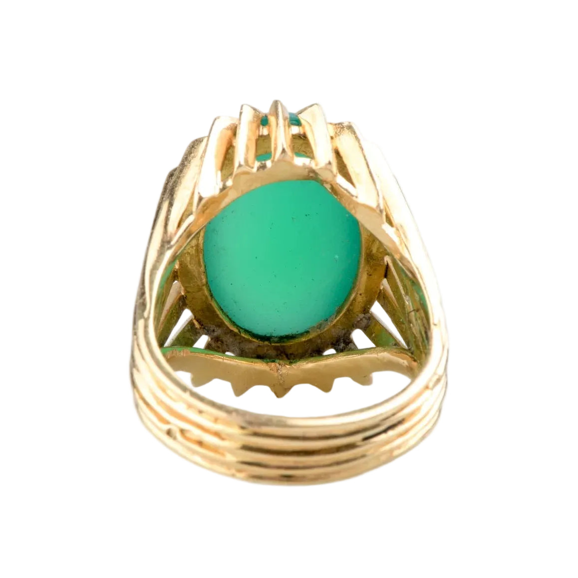 Bague Cocktail en or jaune et chrysoprase