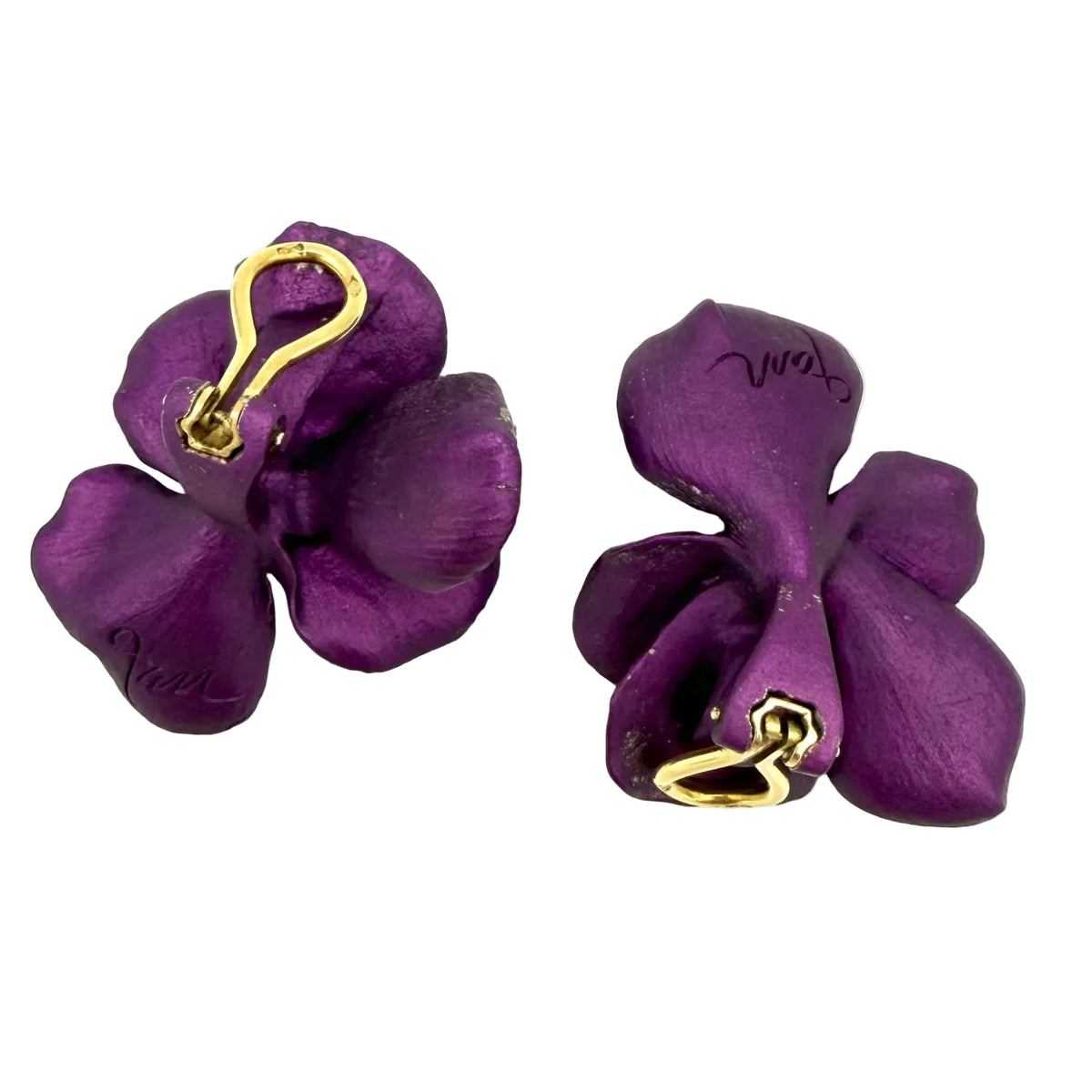 Boucles d'oreilles Clips JAR "Pansy" en or jaune et aluminium