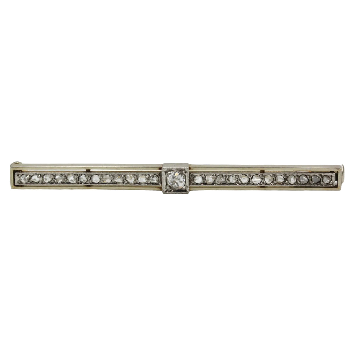 Broche Barrette en or jaune, platine et diamants