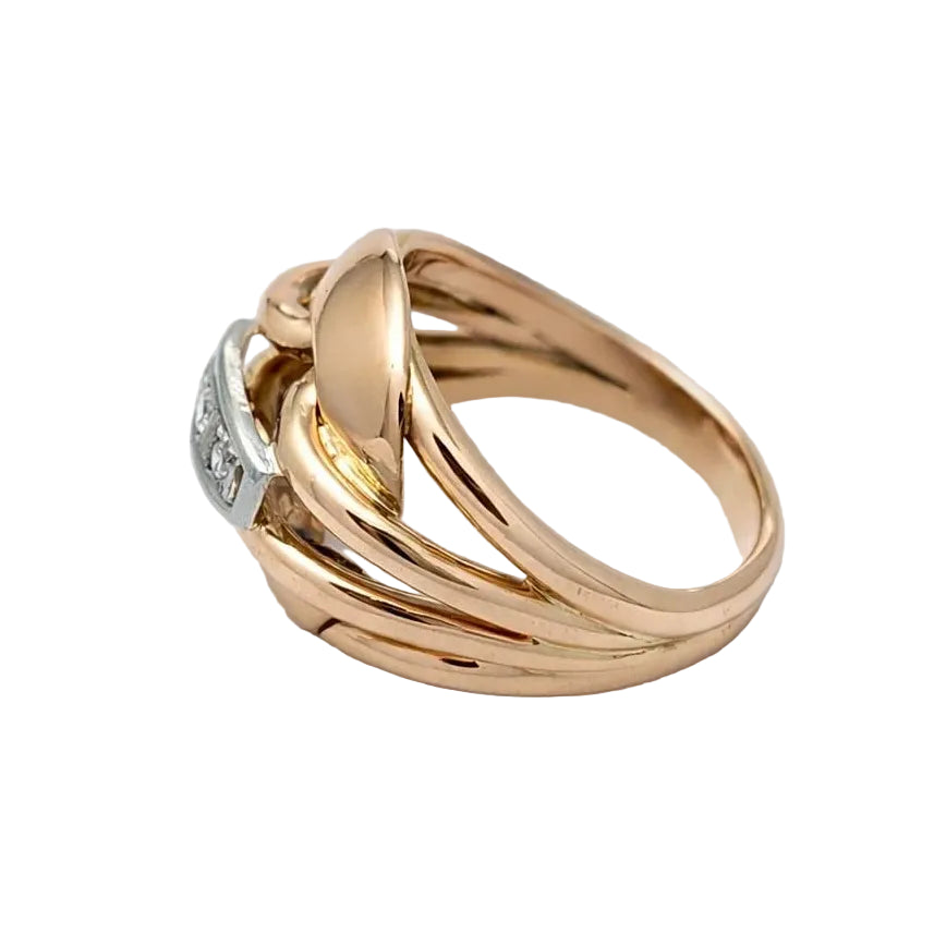 Bague Dôme en or rose et diamants