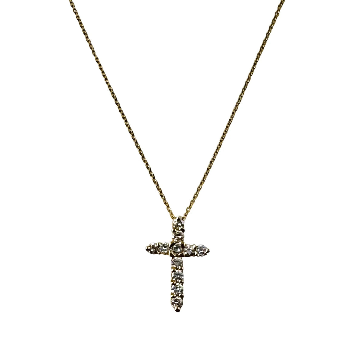 Collier Pendentif Croix en or jaune et diamants
