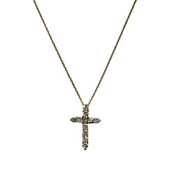 Collier Pendentif Croix en or jaune et diamants